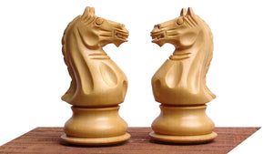 The 4 Inch Supreme Series Staunton Weighted Chess Pieces in Black Ebonized Wood & Boxwood - 1100 grams