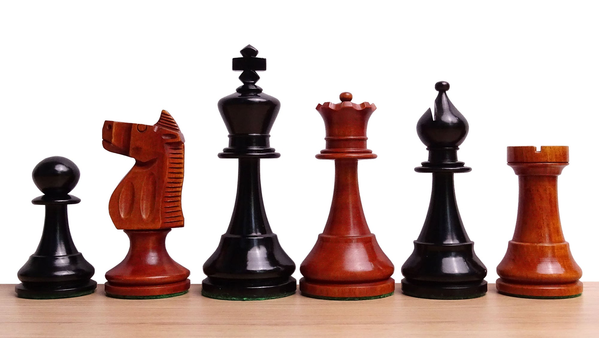 The 1973 Philippines Repro International Tournament Chess Pieces in 4.2 Inch King Ebonized & Antique Boxwood - 1350 Grams