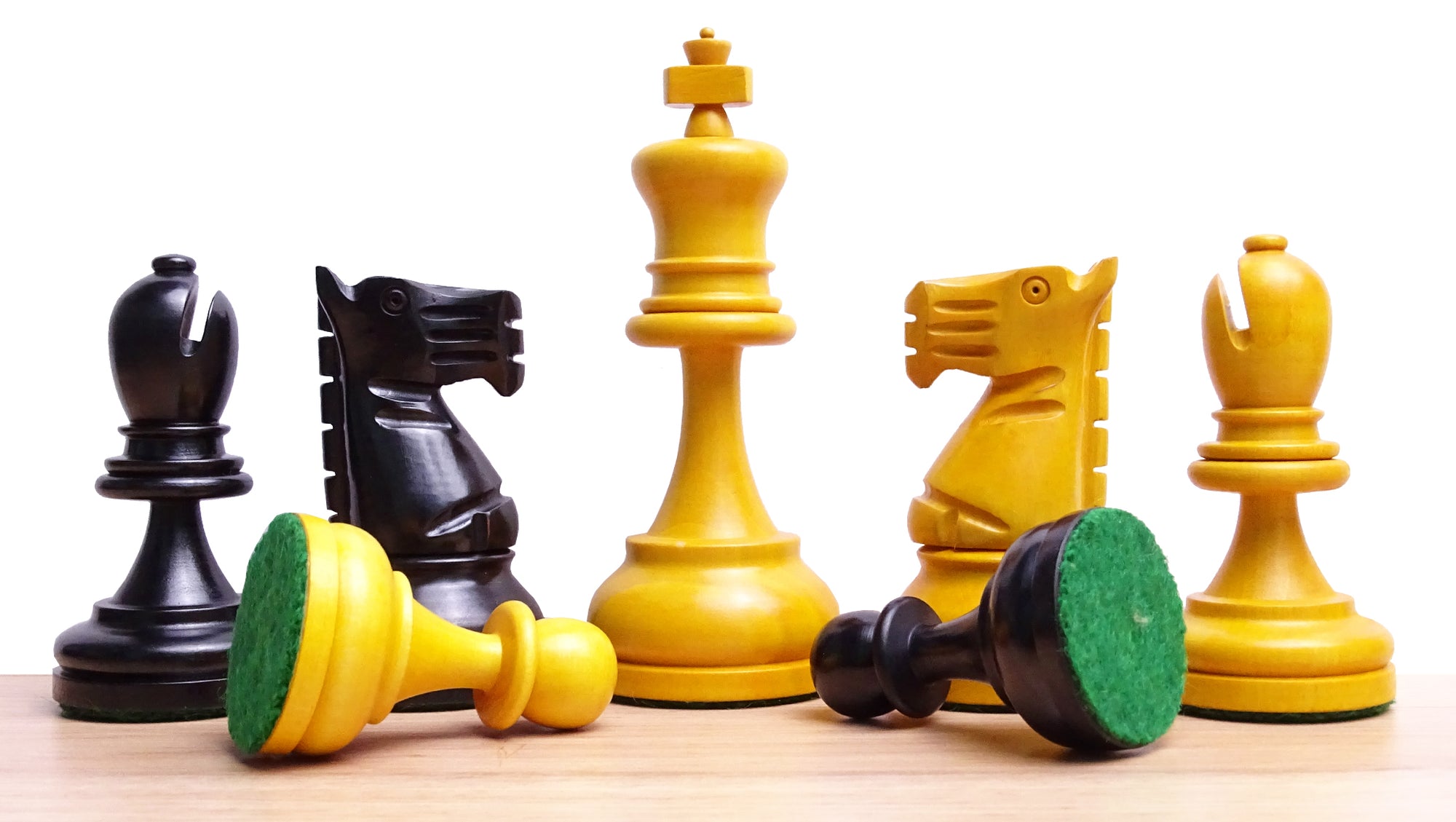 The Repro of 1973 Petropolis Interzonal Tournament World Chess Championship Weighted Chessmen in Antique Boxwood 4.25 " King - 1550 Grams Weight