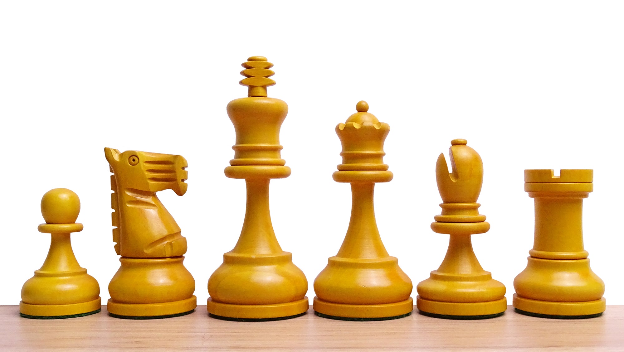 The Repro of 1973 Petropolis Interzonal Tournament World Chess Championship Weighted Chessmen in Antique Boxwood - 4.25 " King