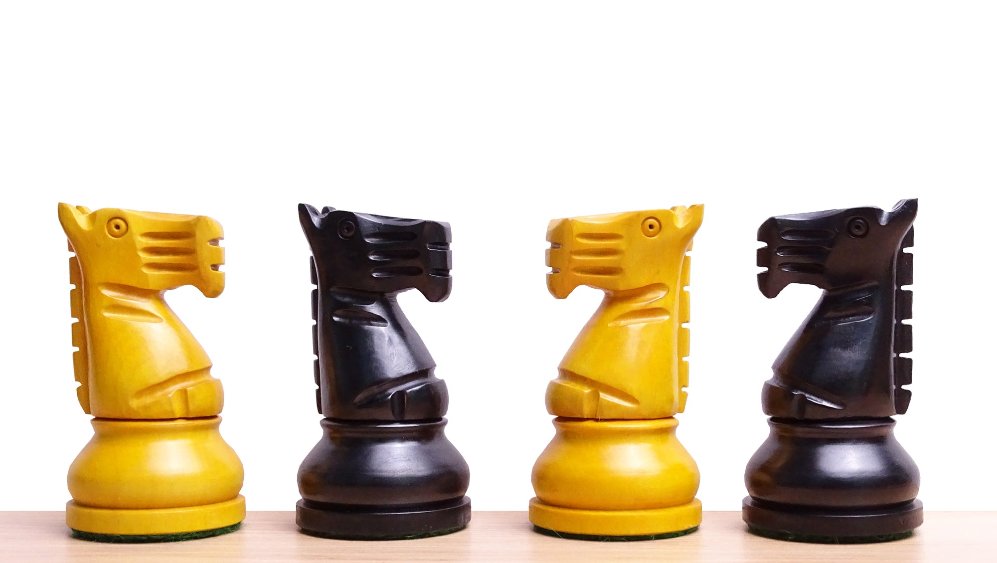 The Repro of 1973 Petropolis Interzonal Tournament World Chess Championship Weighted Chessmen in Antique Boxwood - 4.25 " King