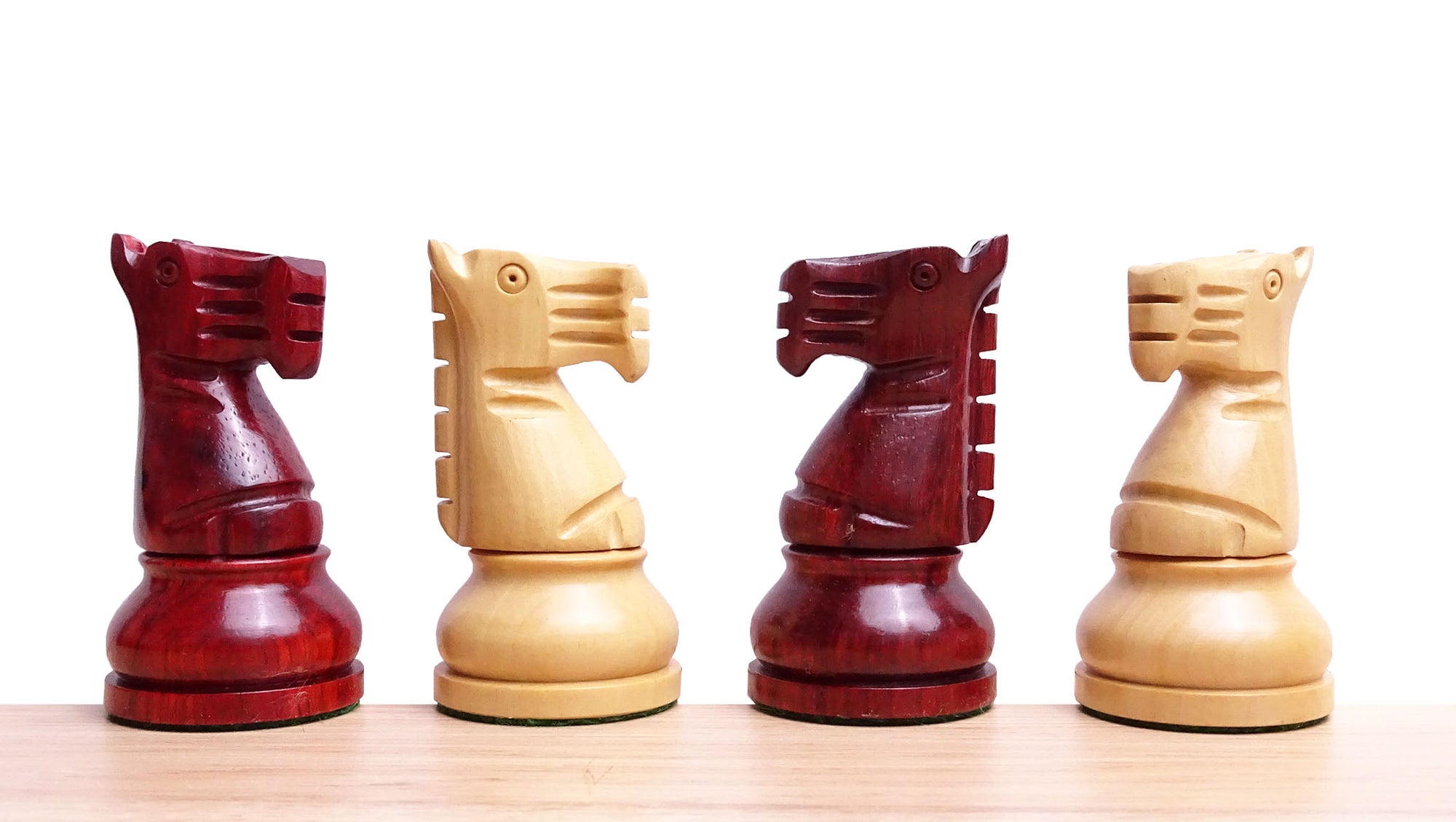 The Repro of 1973 Petropolis Interzonal Tournament World Chess Championship Weighted Chessmen in Padauk & Boxwood 4.25" - 2000 Grams Weight