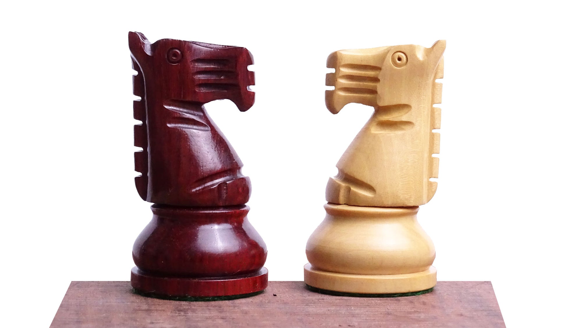 The Repro of 1973 Petropolis Interzonal Tournament World Chess Championship Weighted Chessmen in Padauk & Boxwood 4.25" - 2000 Grams Weight