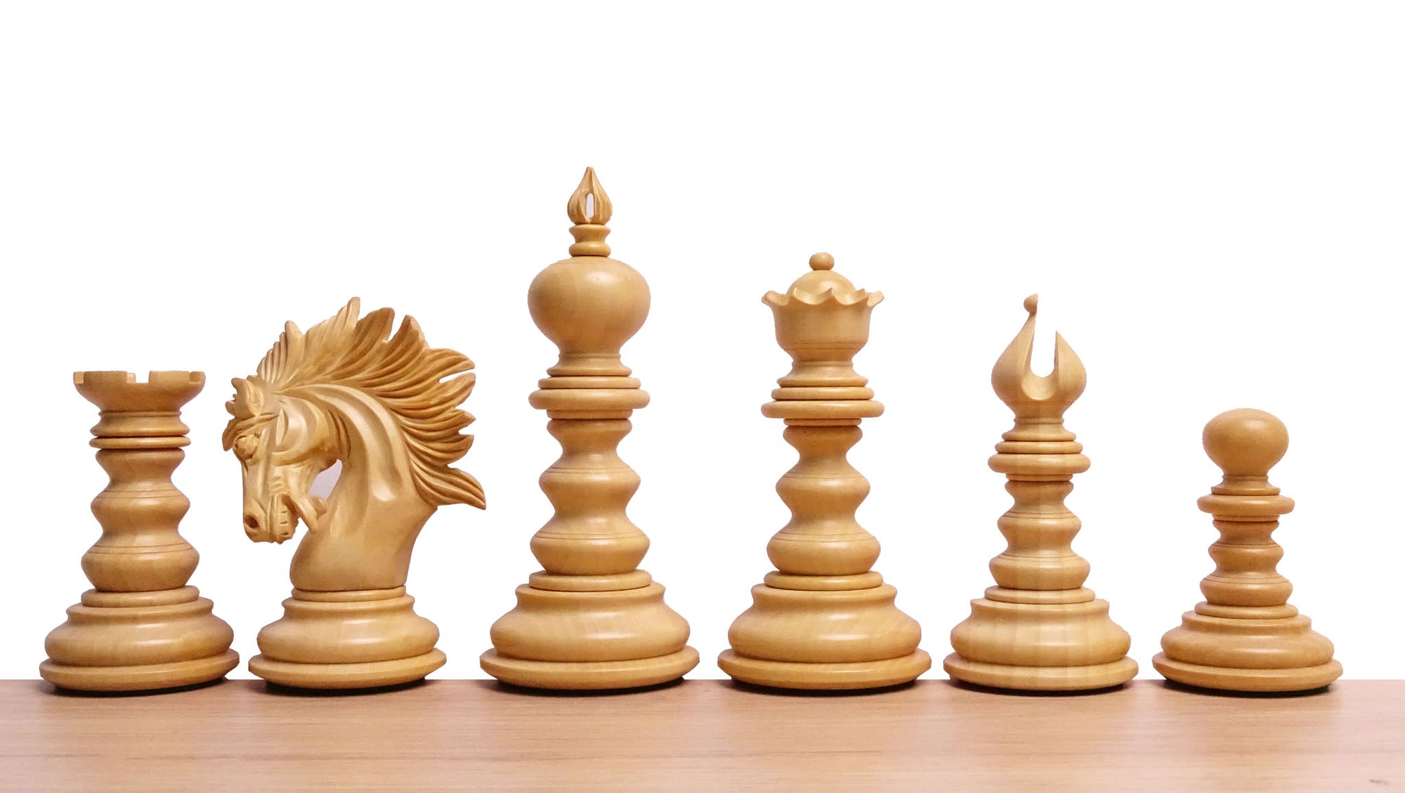 The 4.2" Zeus Series Luxury Chess Pieces Triple Weighted in Padauk Wood and Boxwood - 2150 Gram Weight