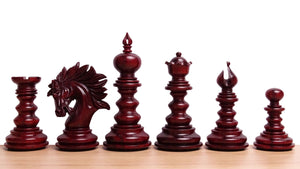 The 4.2" Zeus Series Luxury Chess Pieces Triple Weighted in Padauk Wood and Boxwood - 2150 Gram Weight