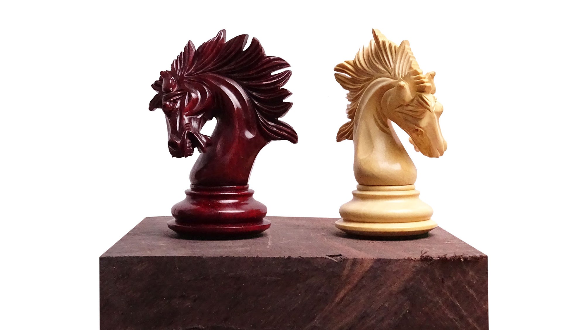 The 4.2" Zeus Series Luxury Chess Pieces Triple Weighted in Padauk Wood and Boxwood - 2150 Gram Weight