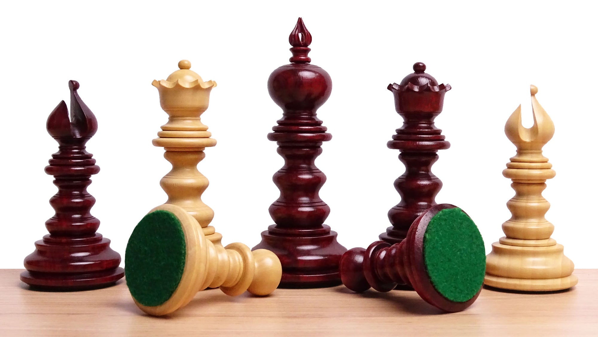 The Zeus Series Luxury Chess Pieces Triple Weighted in Padauk Wood and Boxwood - 4.20 inch King