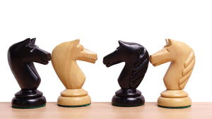 Circa 1950s Soviet Latvian Weighted 3.8 inch Chess Pieces in Ebonized Boxwood - 900 gms Weight