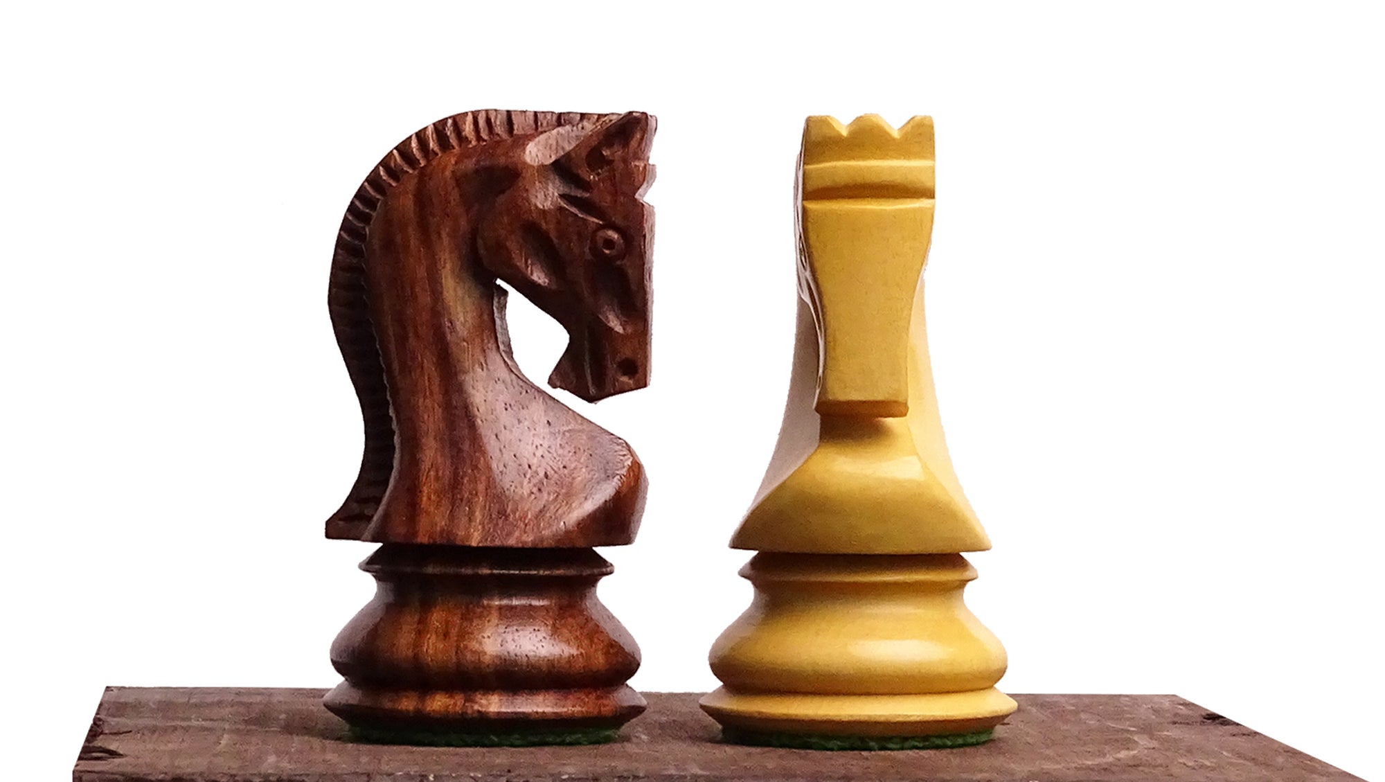 1959 World Chess Championship Russian Zagreb Weighted 3.8" Chess Pieces in Sheesham / Natural Boxwood - 1300 Grams Weight