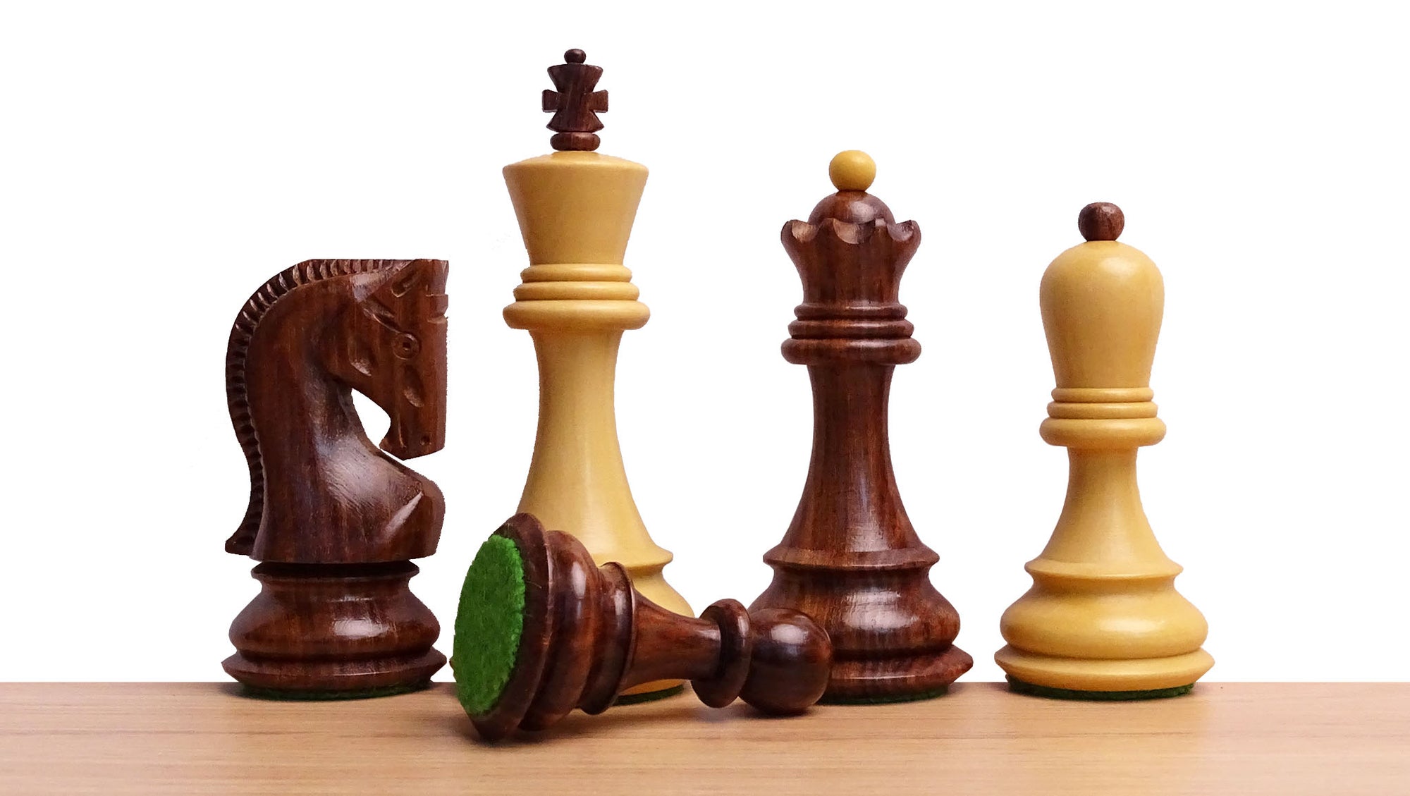 1959 World Chess Championship Russian Zagreb Weighted 3.8" Chess Pieces in Sheesham / Natural Boxwood - 1300 Grams Weight