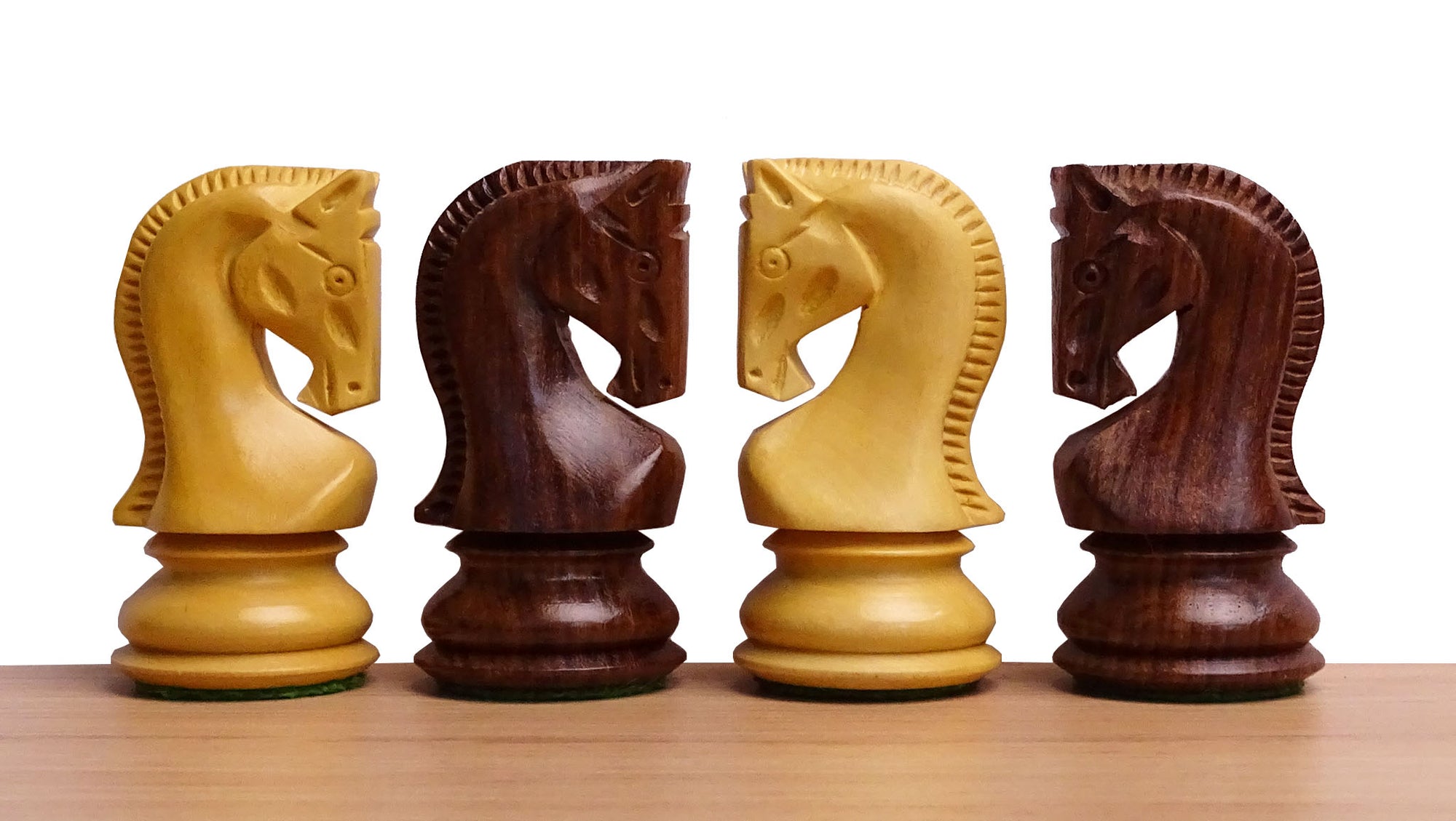 1959 World Chess Championship Russian Zagreb Weighted 3.8" Chess Pieces in Sheesham / Natural Boxwood - 1300 Grams Weight