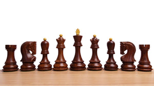 1959 World Chess Championship Russian Zagreb Weighted 3.8" Chess Pieces in Sheesham / Natural Boxwood - 1300 Grams Weight