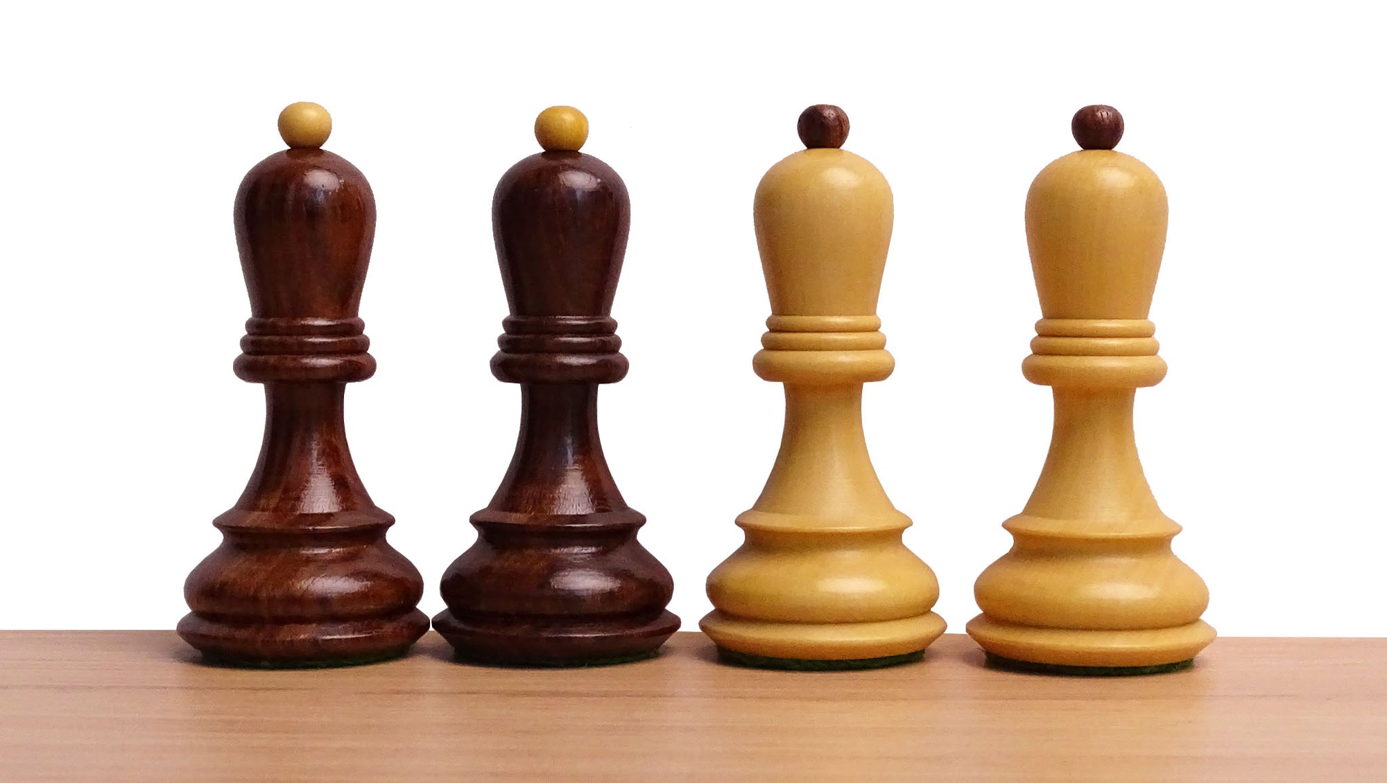 1959 World Chess Championship Russian Zagreb Weighted 3.8" Chess Pieces in Sheesham / Natural Boxwood - 1300 Grams Weight