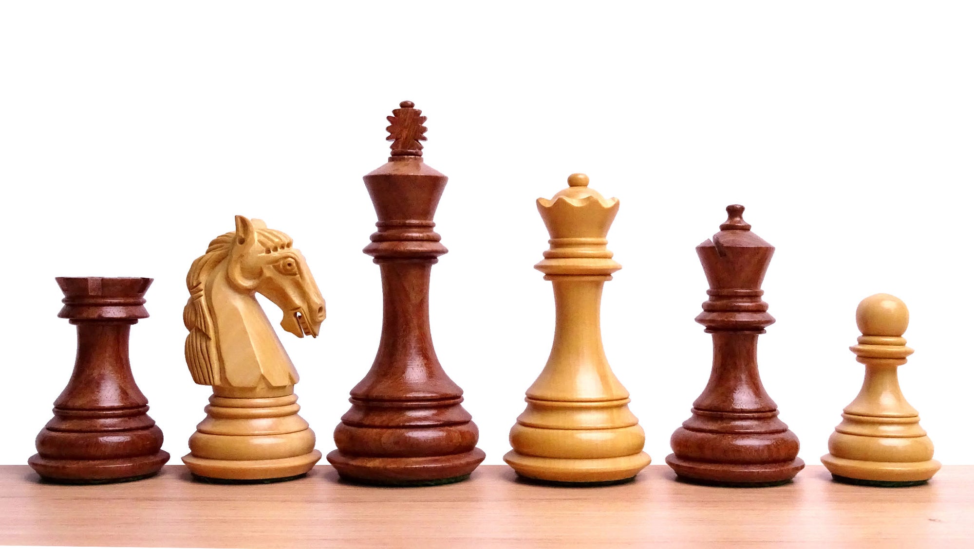 The Old Columbian Series Weighted Chess Pieces in Sheesham Wood and Boxwood 3.8 Inch King - 1000 Grams Weight