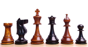 The 1973 Philippines Repro International Tournament Chess Pieces in 4.2 Inch King Ebonized & Distressed Antique - 1350 Grams