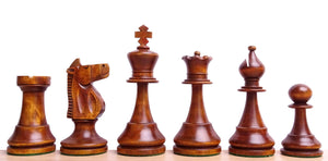 The 1973 Philippines Repro International Tournament Chess Pieces in 4.2 Inch King Ebonized & Distressed Antique - 1350 Grams