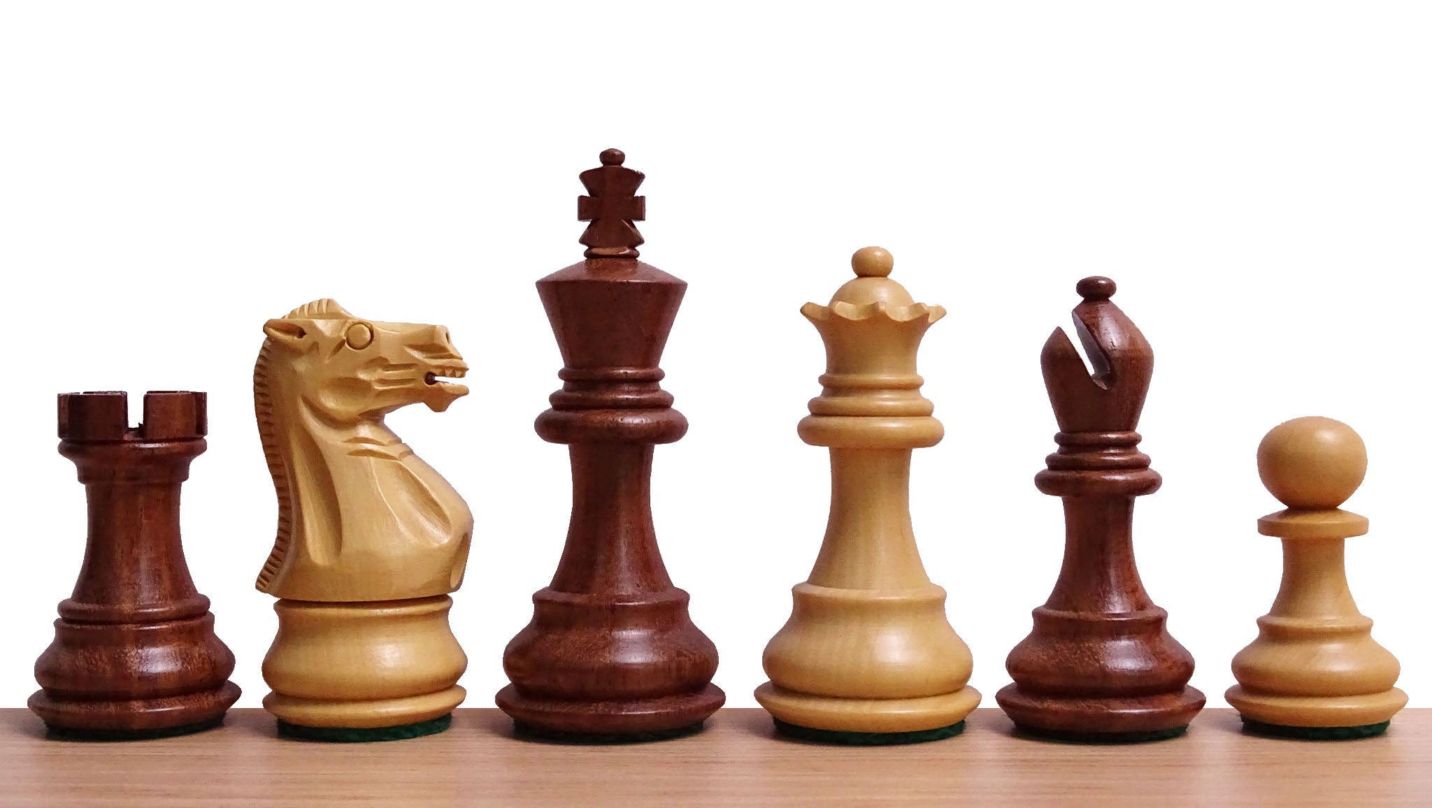 The 3.0" Stallion Weighted Staunton Chess Pieces in Sheesham Wood and Boxwood - 600 Grams Weight