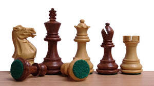 The 3.0" Stallion Weighted Staunton Chess Pieces in Sheesham Wood and Boxwood - 600 Grams Weight