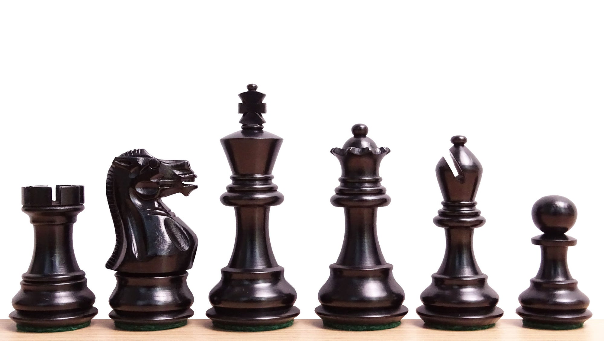 The Stallion Weighted Chess Pieces in Ebonized Wood and Boxwood 3.0" King- 600 Grams Weight