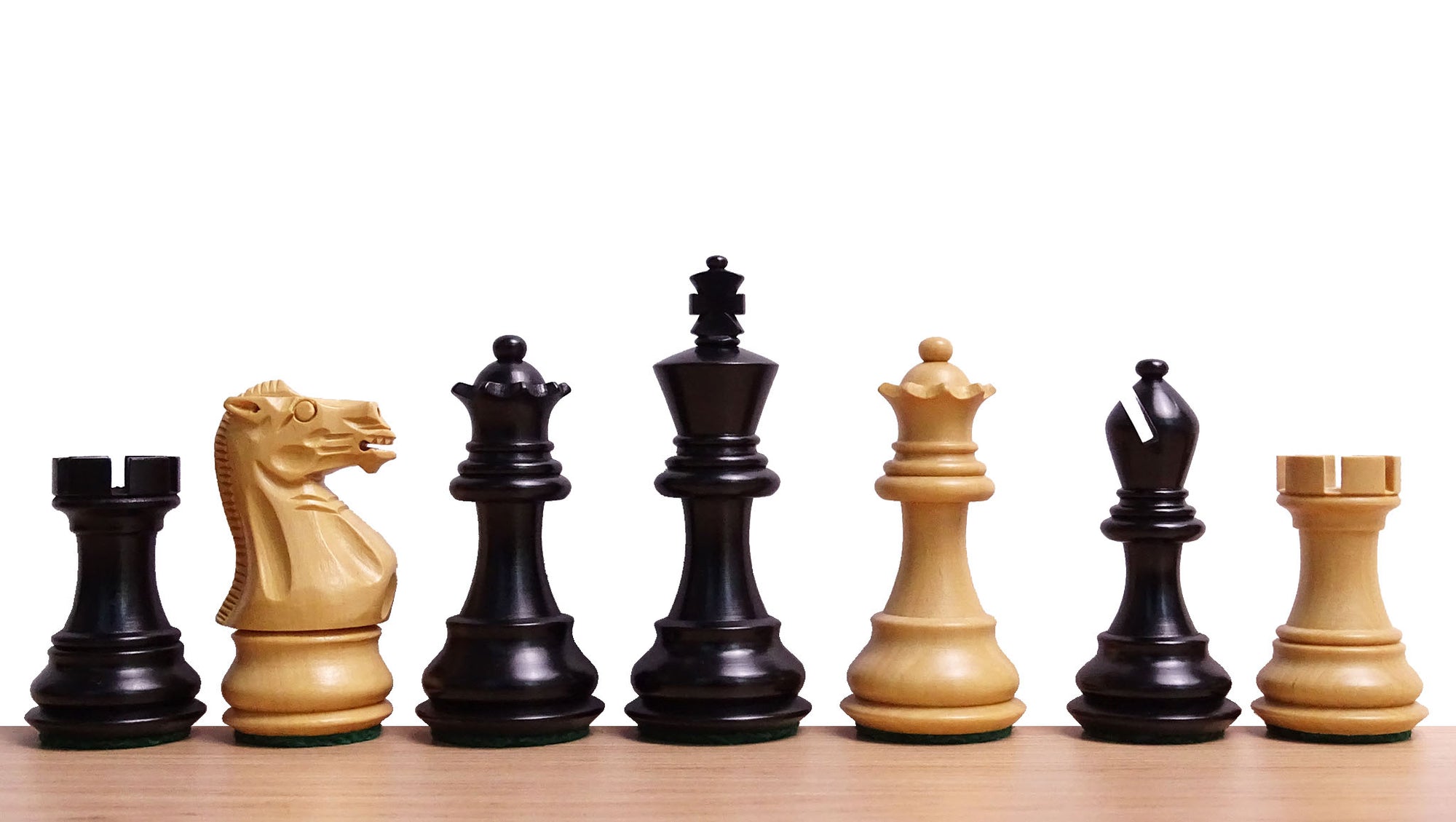 The Stallion Weighted Chess Pieces in Ebonized Wood and Boxwood 3.0" King- 600 Grams Weight