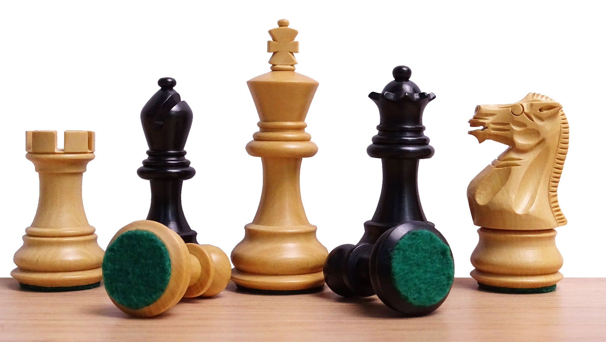 The Stallion Weighted Chess Pieces in Ebonized Wood and Boxwood 3.0" King- 600 Grams Weight