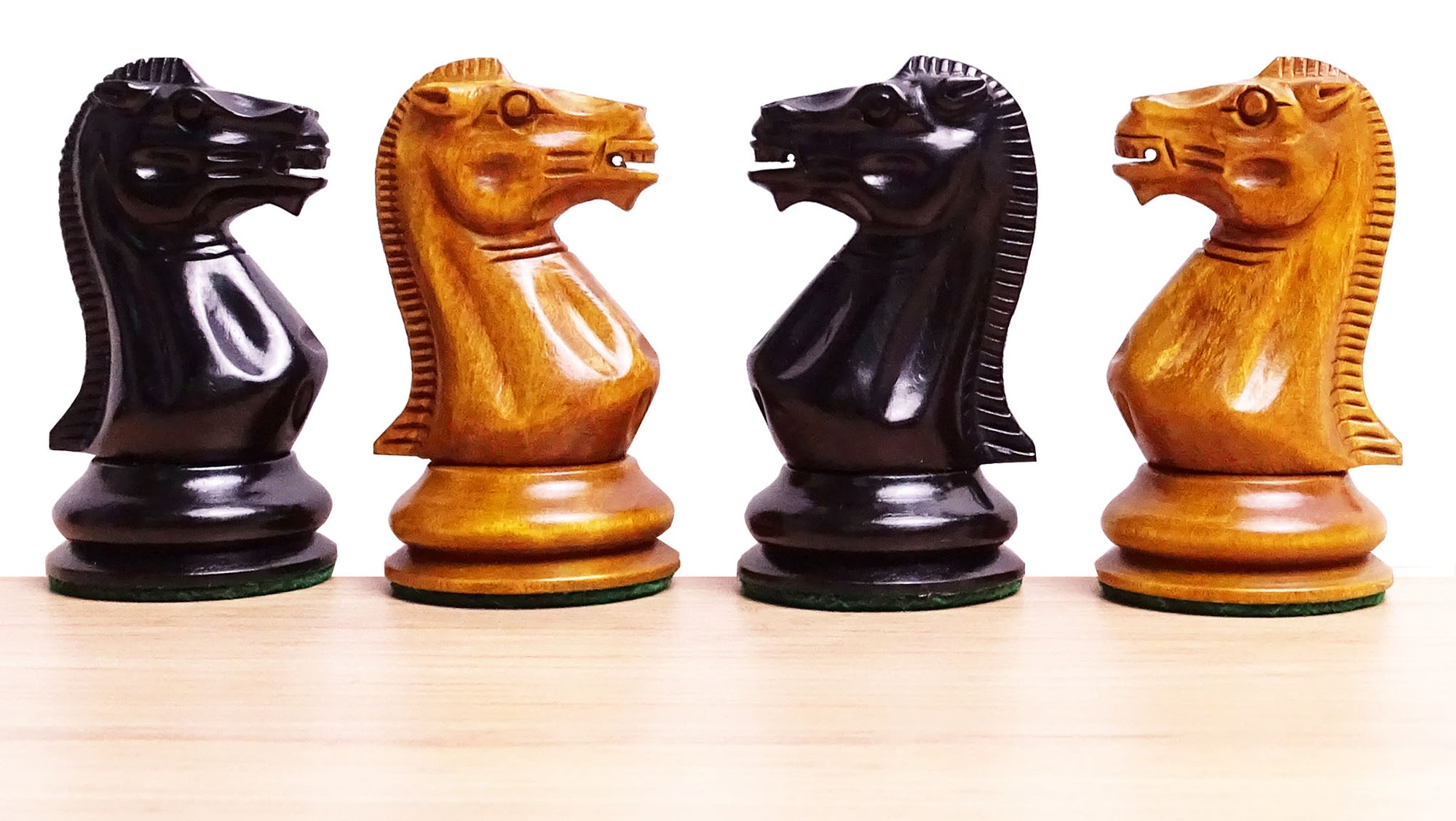 The 1849 Cooke Type 2 Jaques Staunton Weighted 3.5 inch King Chess Pieces in Ebony wood and Vintage Antique Boxwood - 1100 Grams Weight