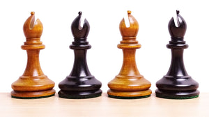 The 1849 Cooke Type 2 Jaques Staunton Weighted 3.5 inch King Chess Pieces in Ebony wood and Vintage Antique Boxwood - 1100 Grams Weight