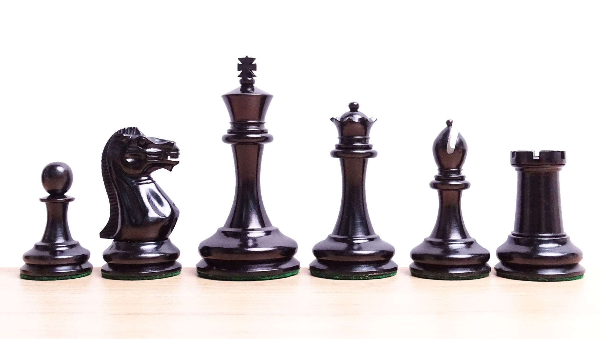 The 1849 Cooke Type 2 Jaques Staunton Weighted 3.5 inch King Chess Pieces in Ebony wood and Vintage Antique Boxwood - 1100 Grams Weight