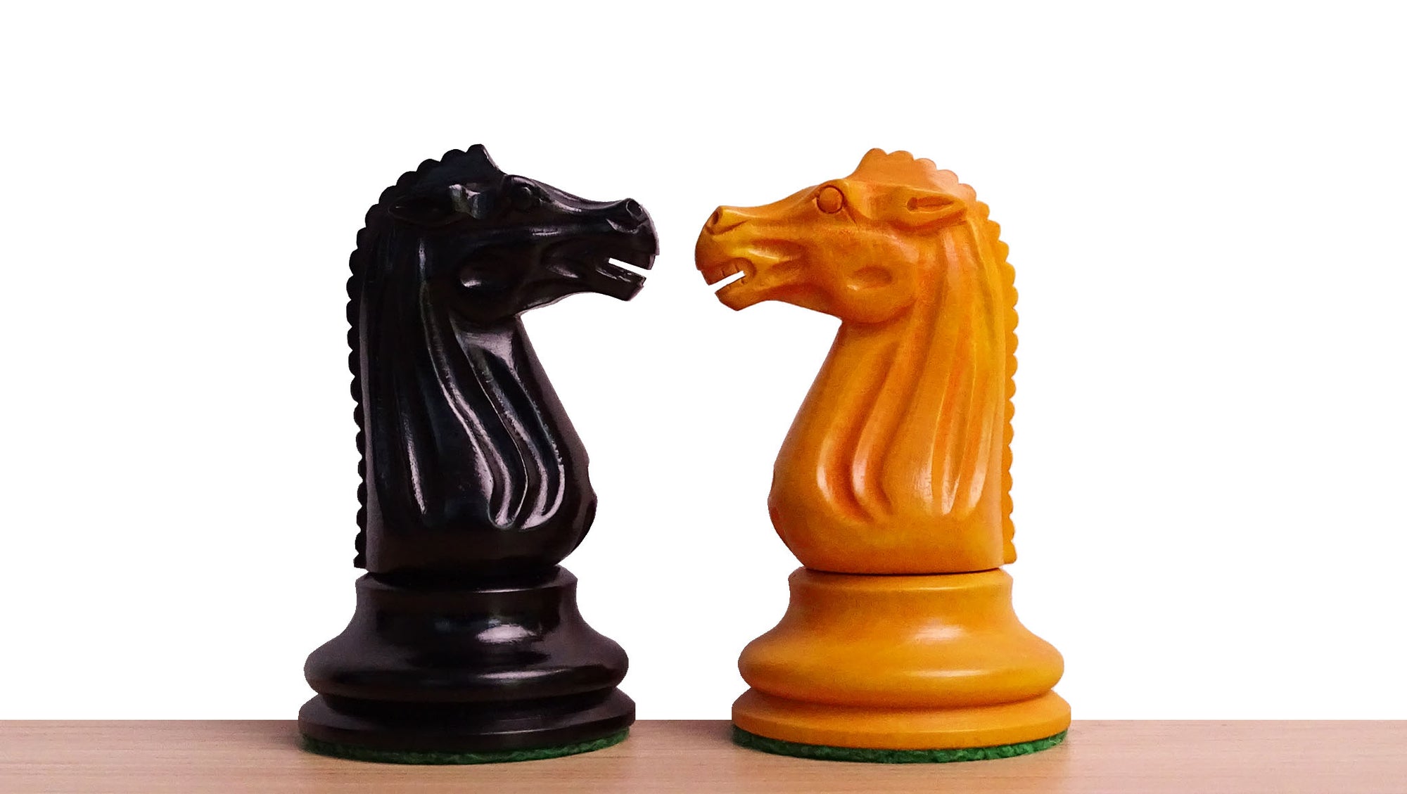 Circa 1887 Turner Teich Soviet-Staunton Style Weighted 4" Chess Pieces in Ebony & Golden Antique Boxwood - 1700 Grams Weight