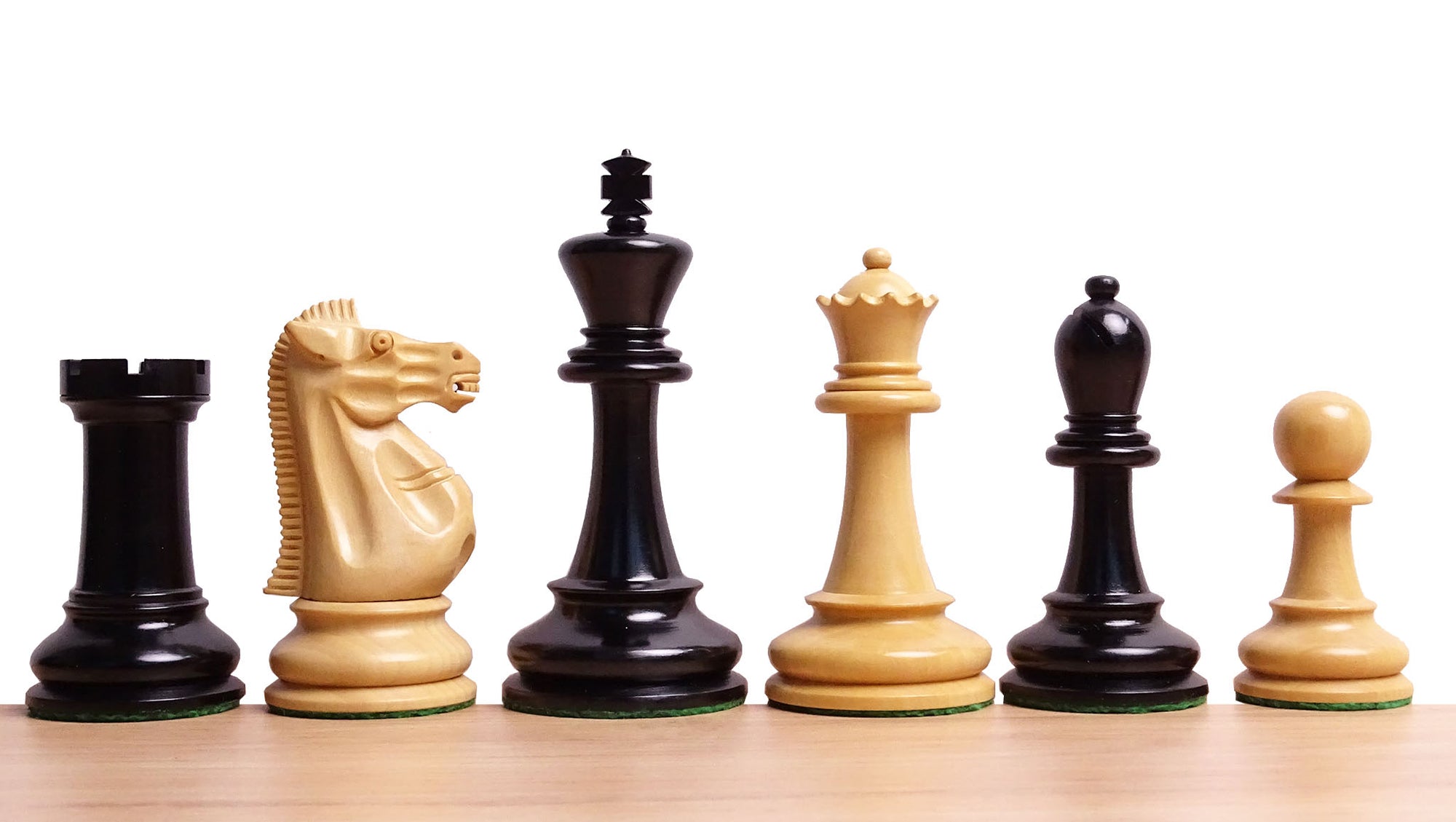 1966 17th Chess Olympiad Championship Weighted Repro Chess Pieces in Ebonized Wood - 4.0 inch King