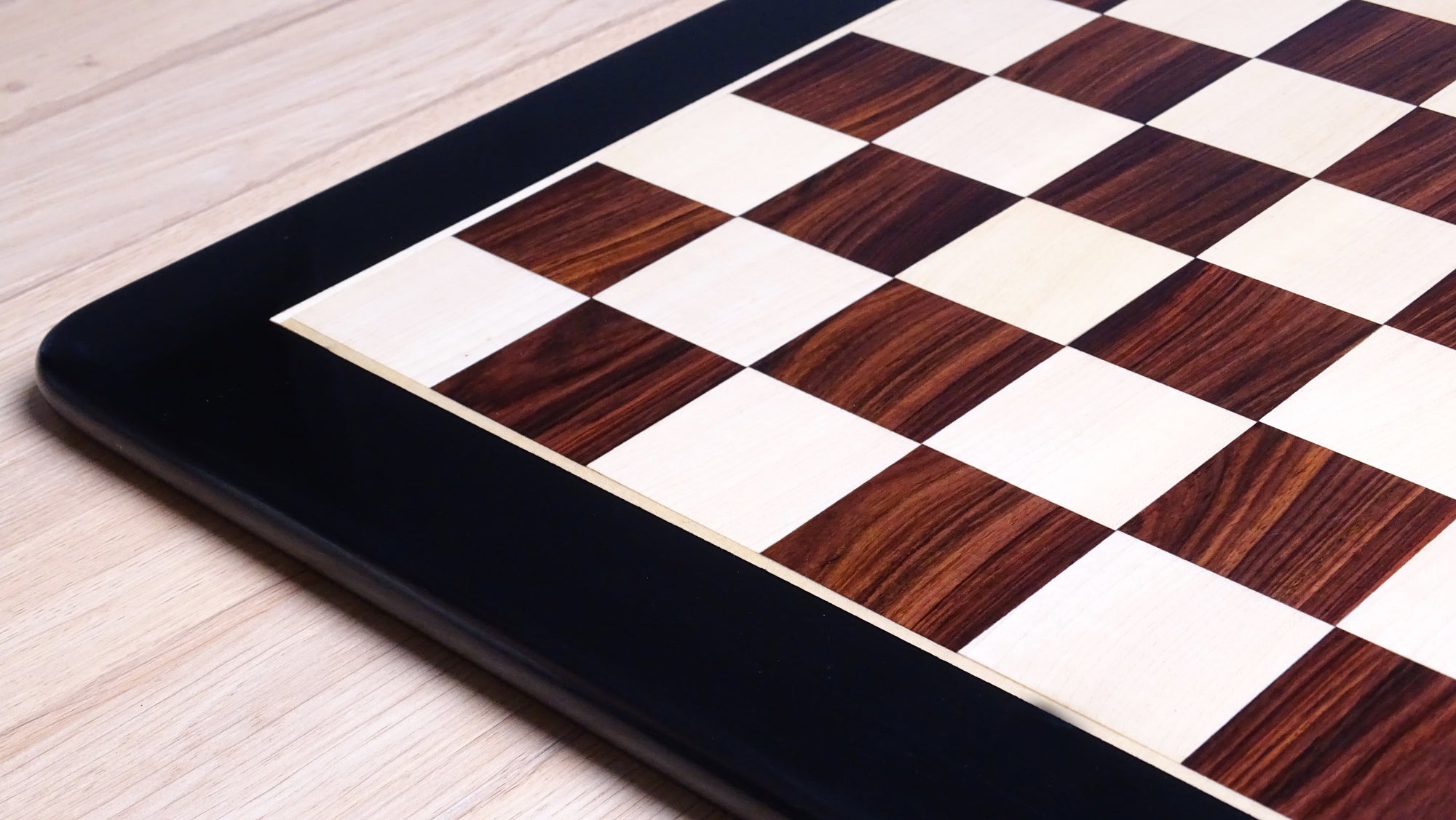 23 inch Solid Wood Chess Board in Indian Rosewood and Maple Wood - 55 mm sq