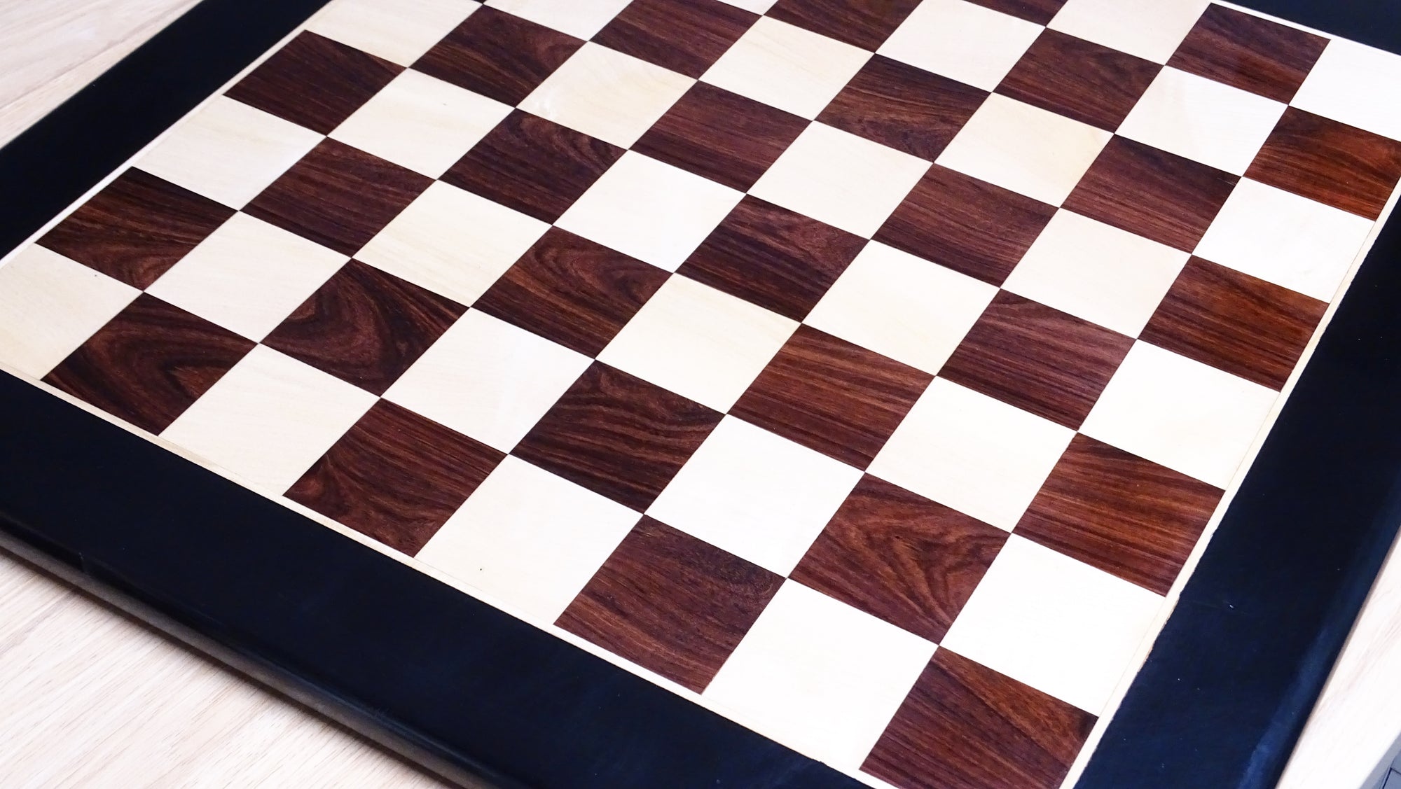 21 inch Solid Wood Chess Board in Indian Rosewood and Maple Wood - 53mm