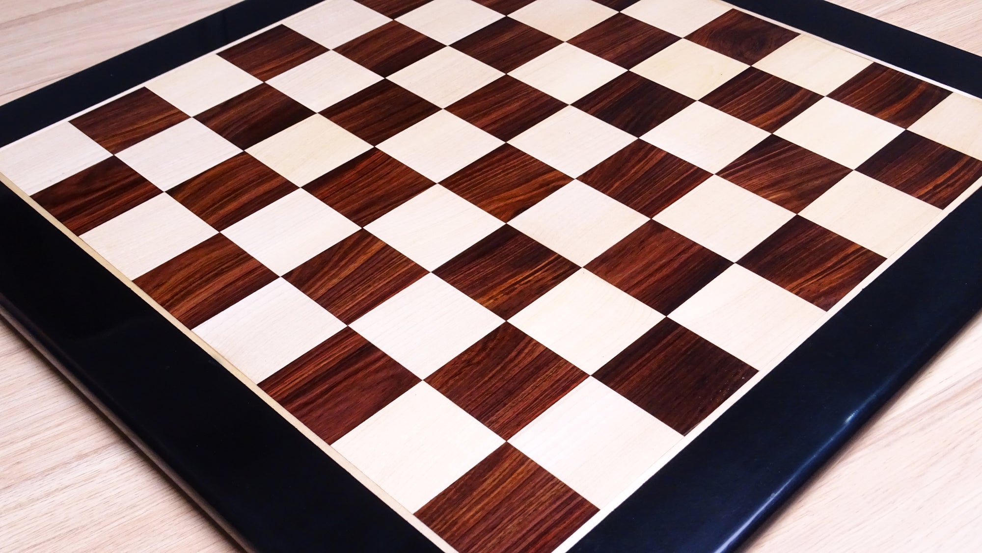 23 inch Solid Wood Chess Board in Indian Rosewood and Maple Wood - 55 mm sq