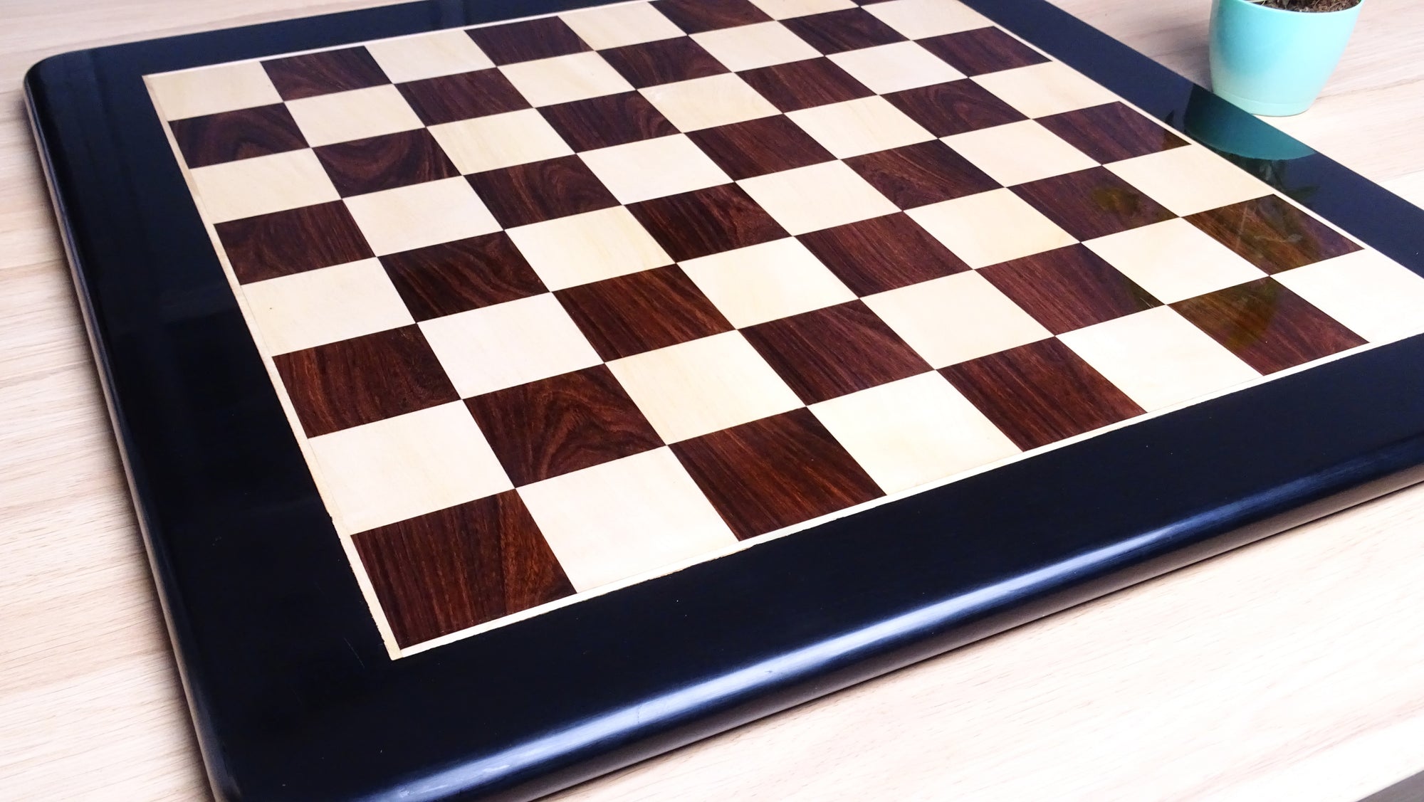 21 inch Solid Wood Chess Board in Indian Rosewood and Maple Wood - 53mm