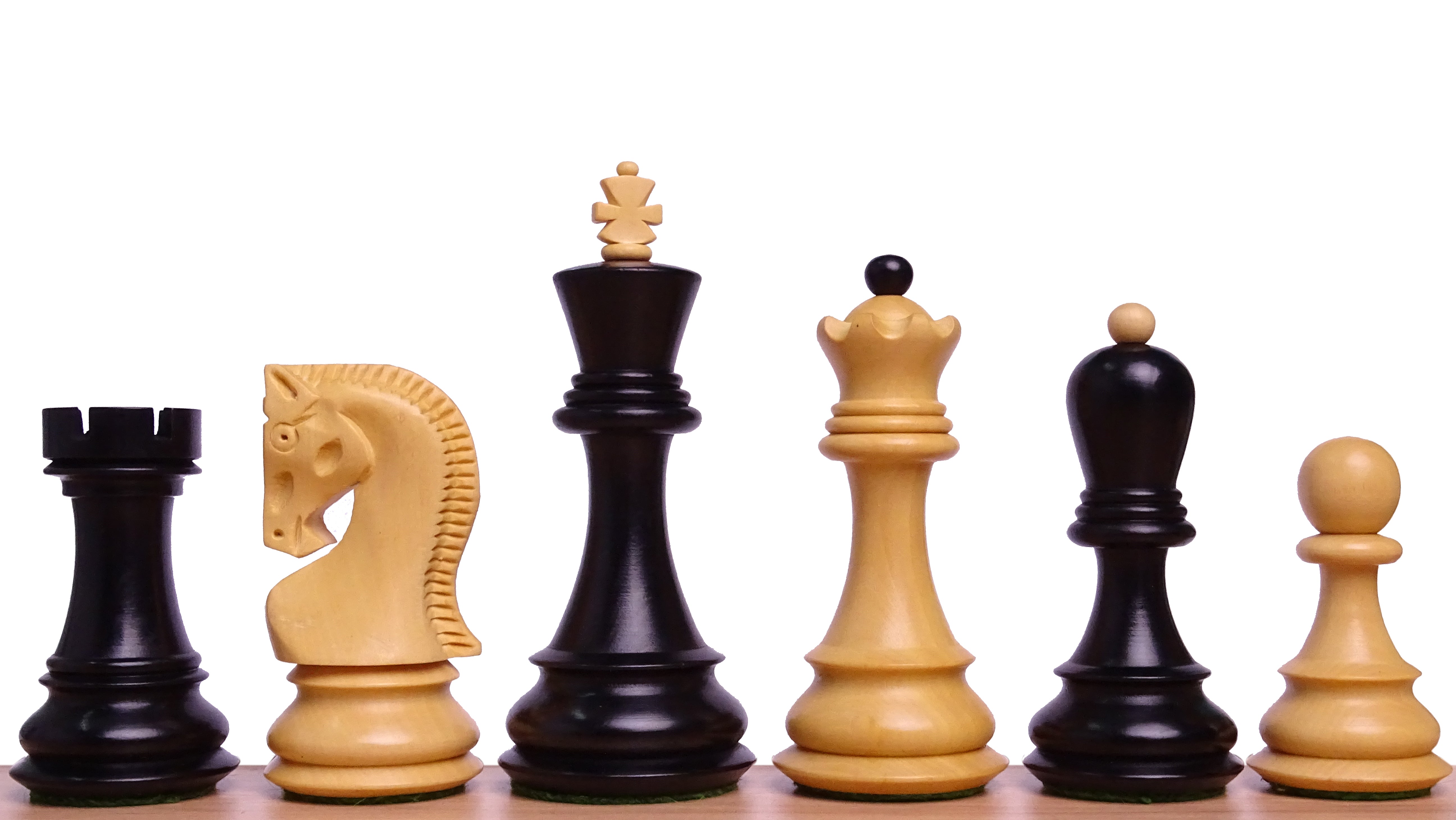 1959 World Chess Championship Russian Zagreb Weighted 3.8" Chess Pieces in Ebonized Boxwood / Natural Boxwood - 1300 GMS