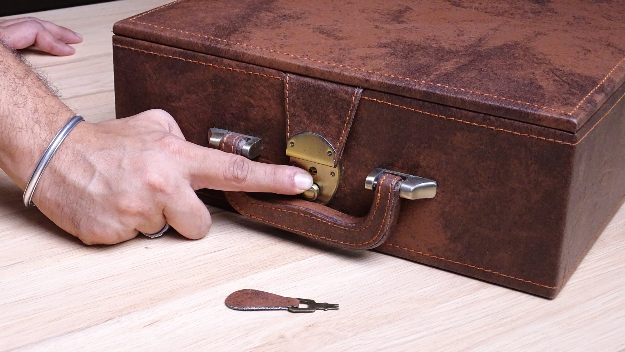 Solid Chess Storage Box in Brown Faux Leather