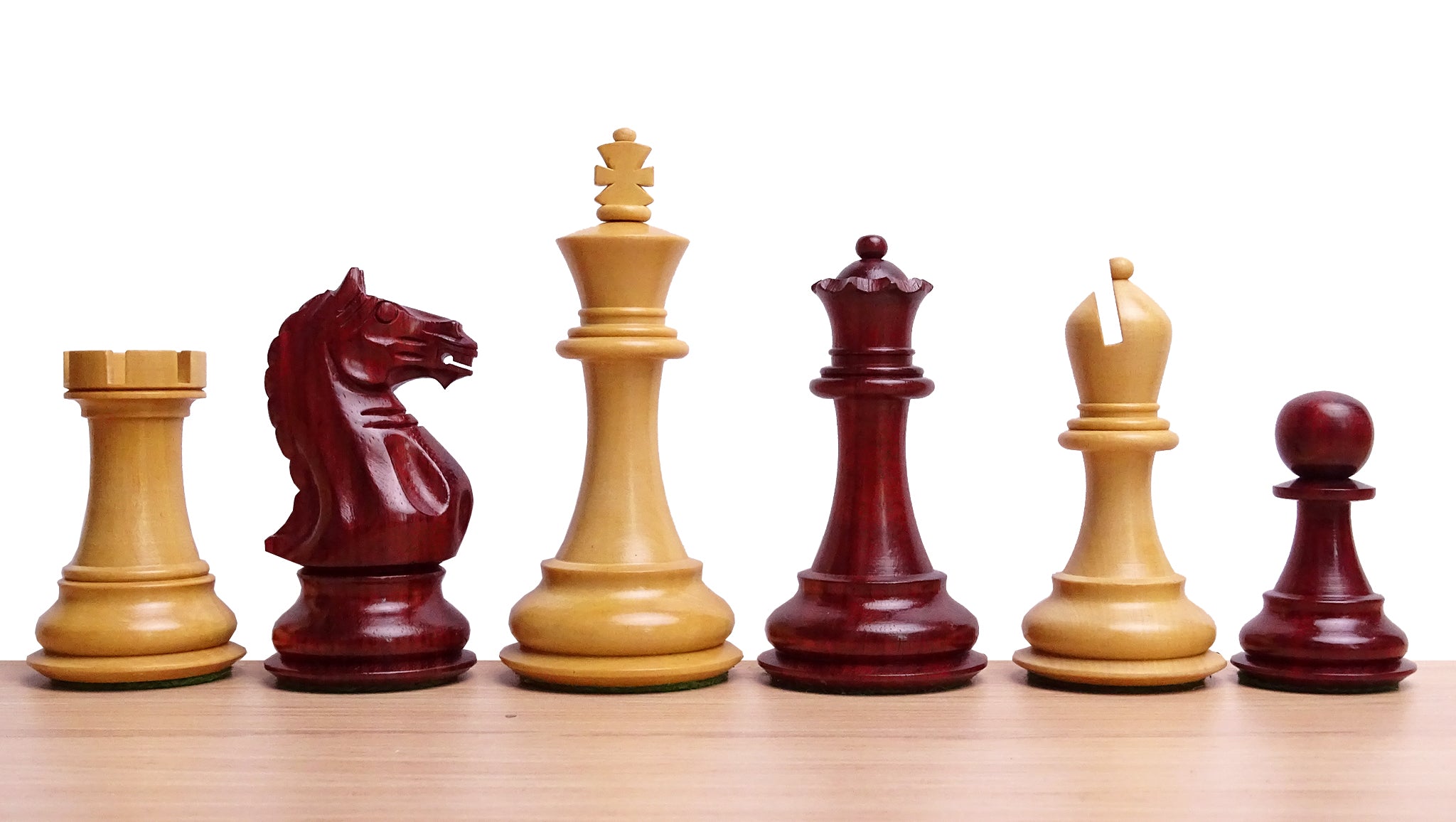 The Supreme Series Staunton Weighted Chess Pieces in Padauk Wood & Boxwood - 4 inch King