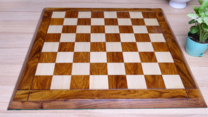 21 inch Solid Wood Chess Board in Sheesham Wood and Maple Wood - 53 mm