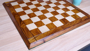 21 inch Solid Wood Chess Board in Sheesham Wood and Maple Wood - 53 mm