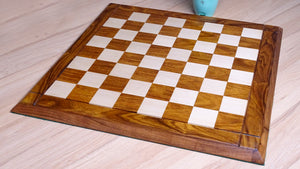 21 inch Solid Wood Chess Board in Sheesham Wood and Maple Wood - 53 mm